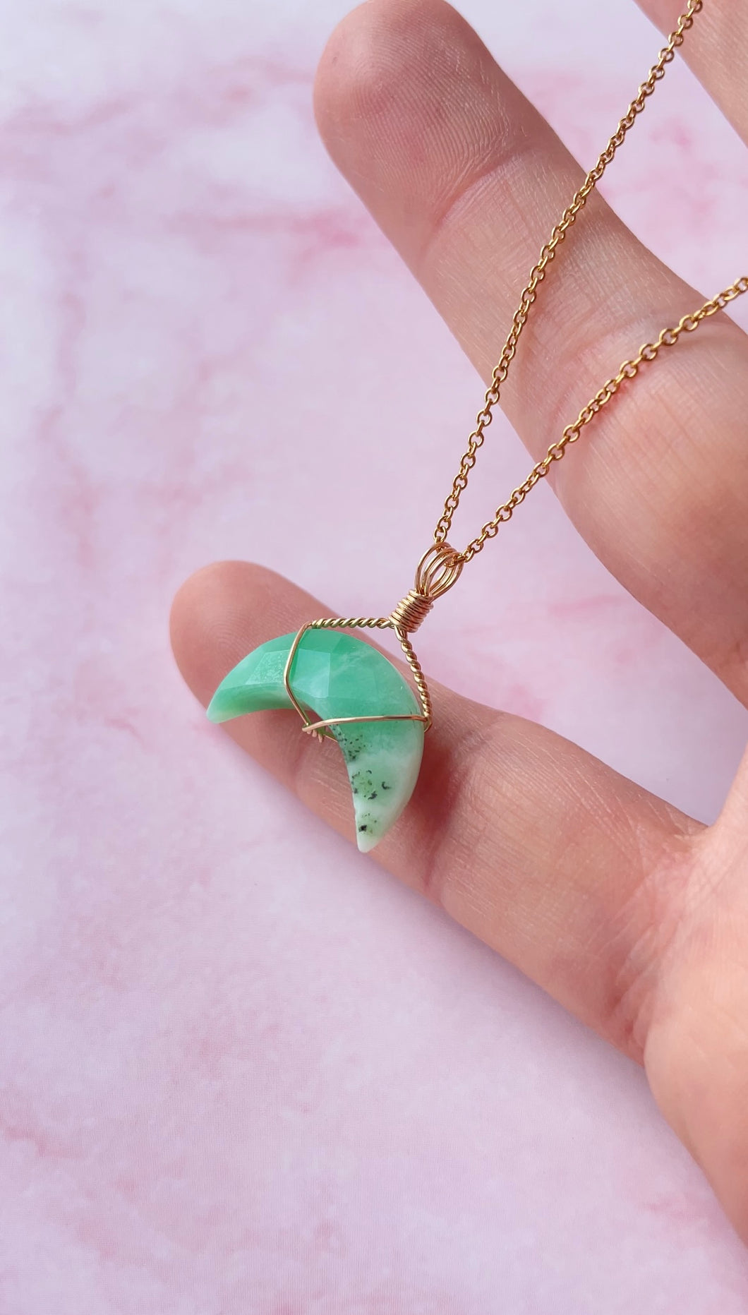 Chrysoprase Mini Moon (Gold Filled)