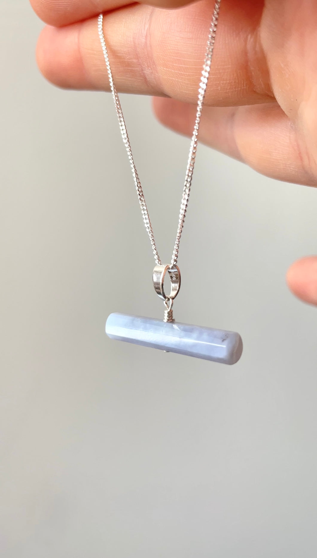 Blue Lace Agate T-Bar (Sterling Silver)