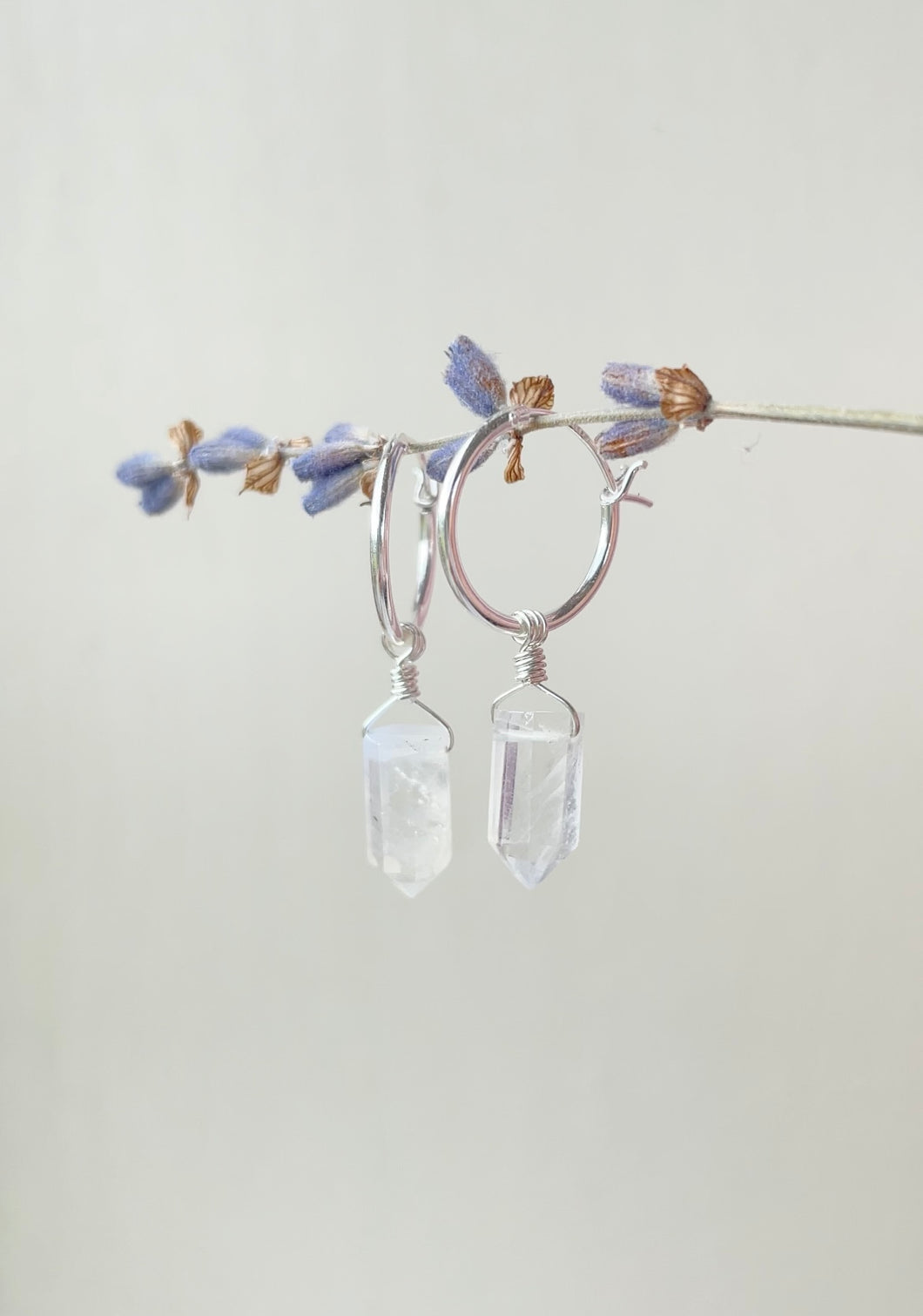 Rainbow Moonstone Hoops (Sterling Silver)