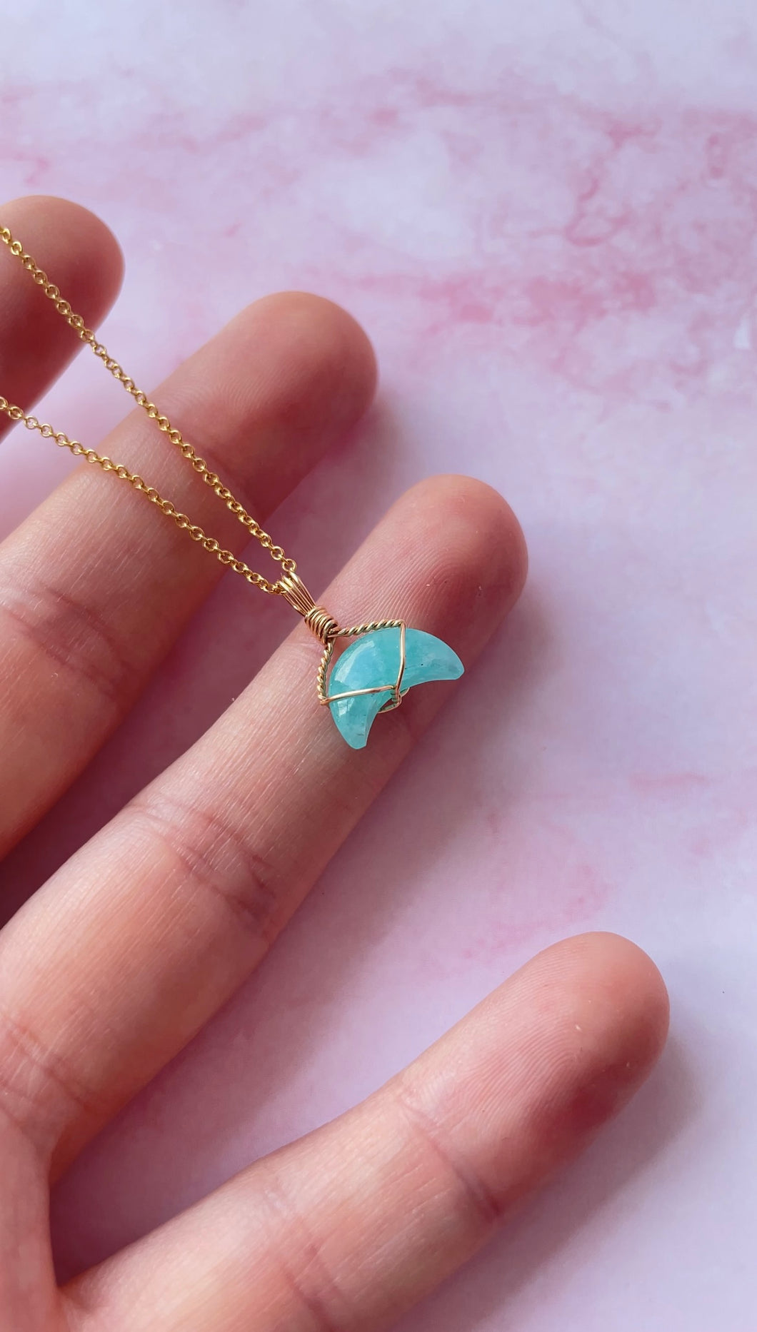 Amazonite Mini Moon (Gold Filled)