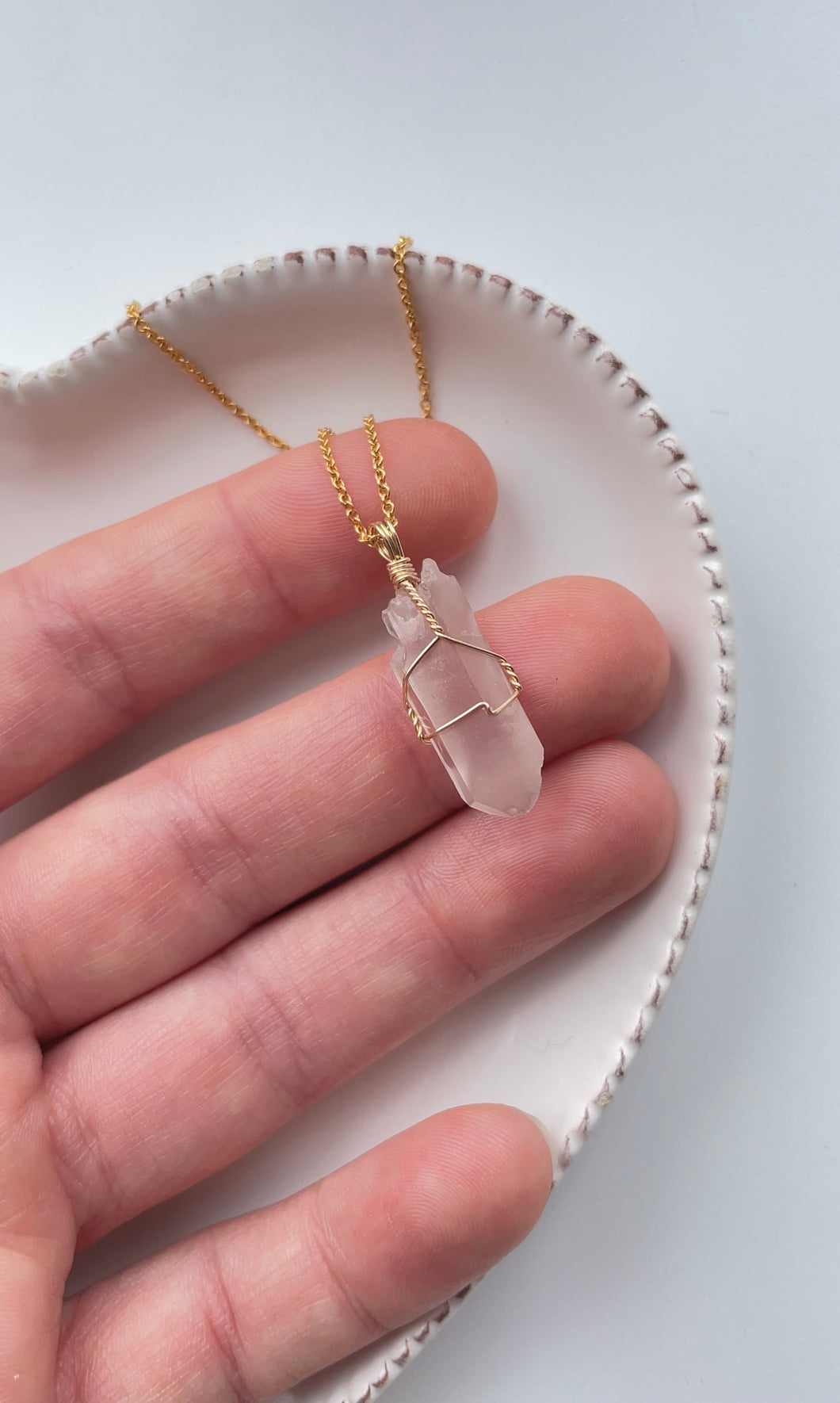 Pink Lithium Quartz (Gold Filled)