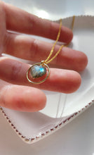 Load image into Gallery viewer, Labradorite Heart Hoop (Gold Filled)
