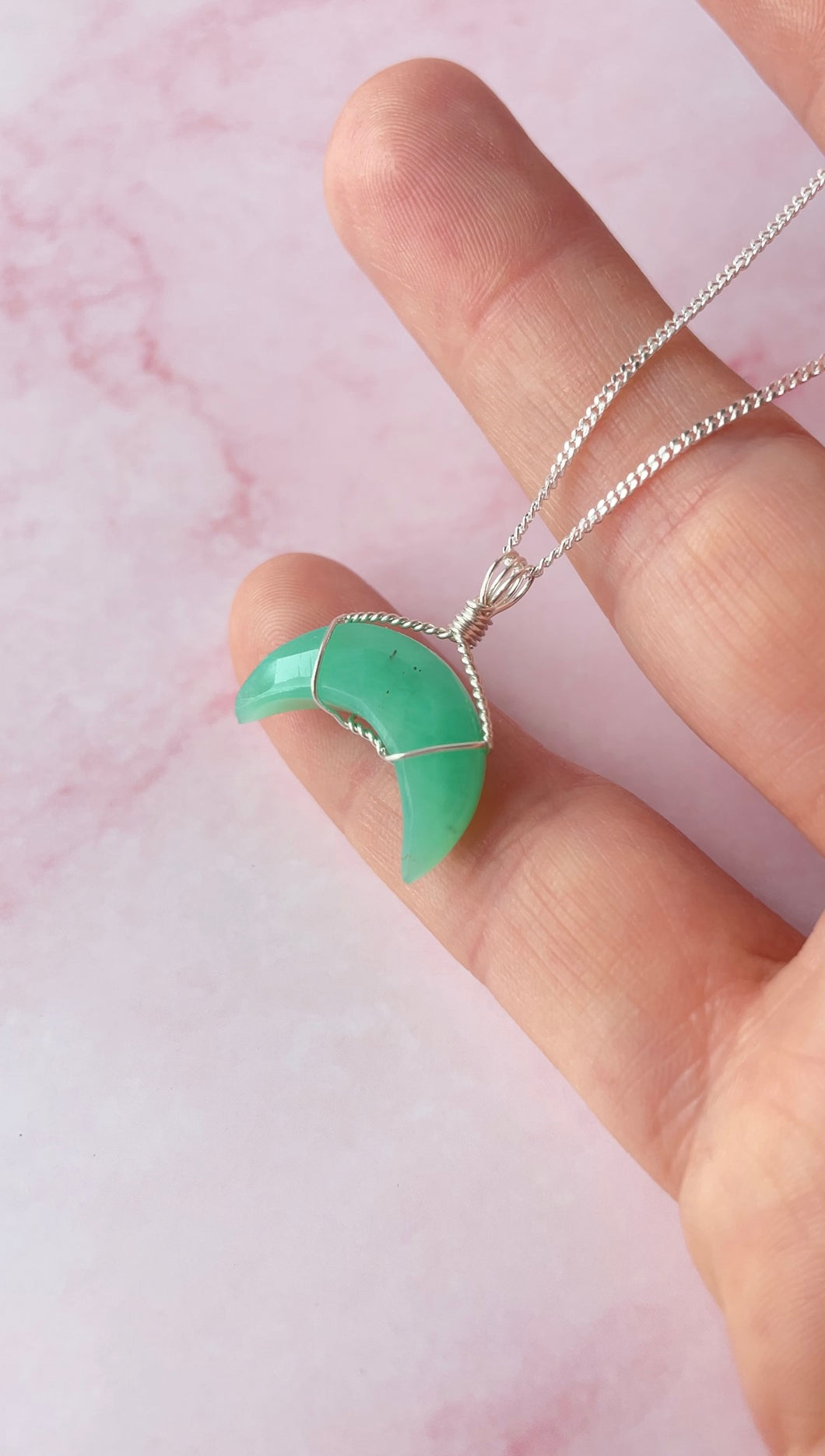 Chrysoprase Mini Moon (Sterling Silver)