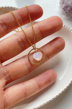 Load image into Gallery viewer, Rainbow Moonstone Heart Hoop (Gold Filled)
