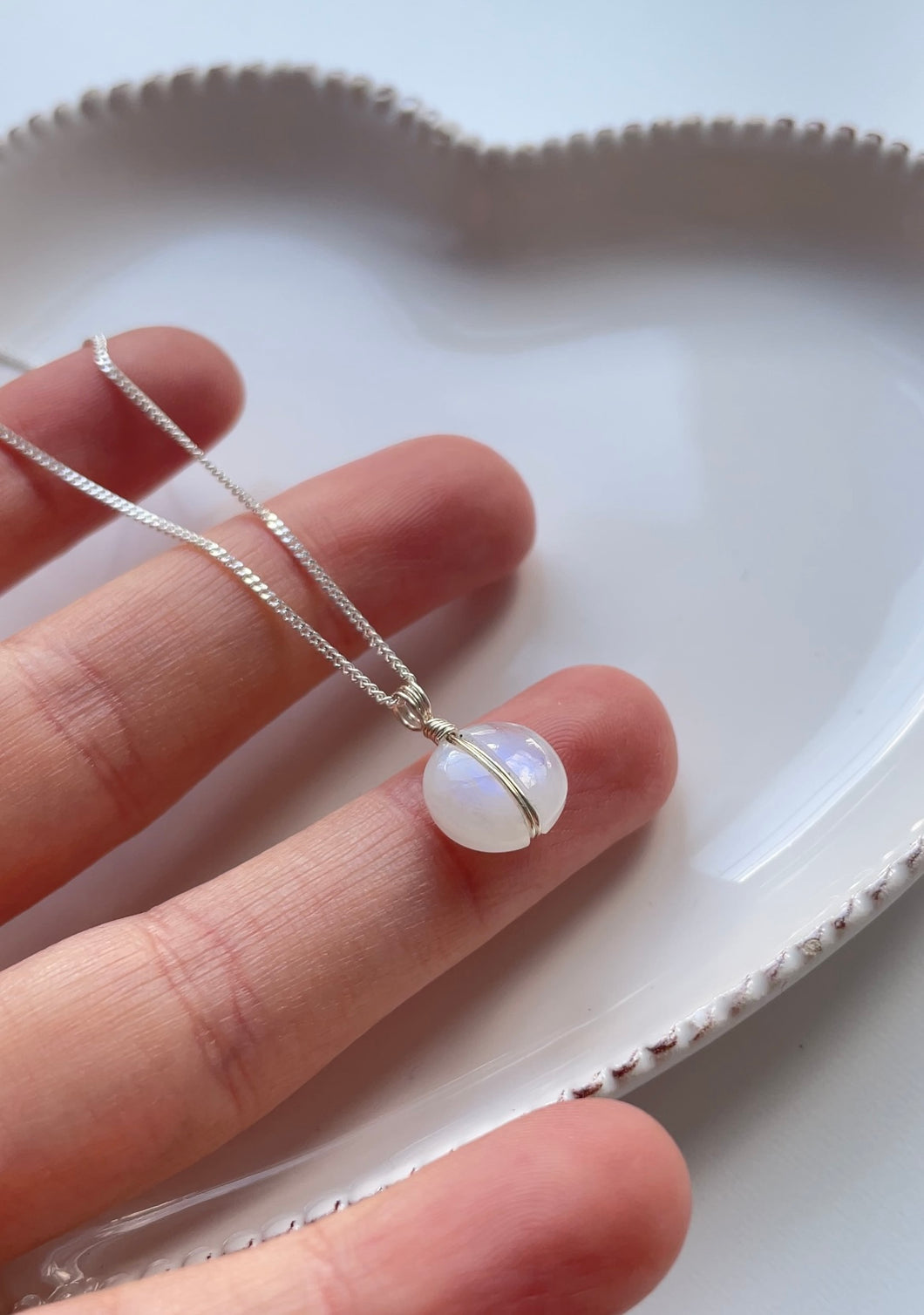 Rainbow Moonstone Disc (Sterling Silver)