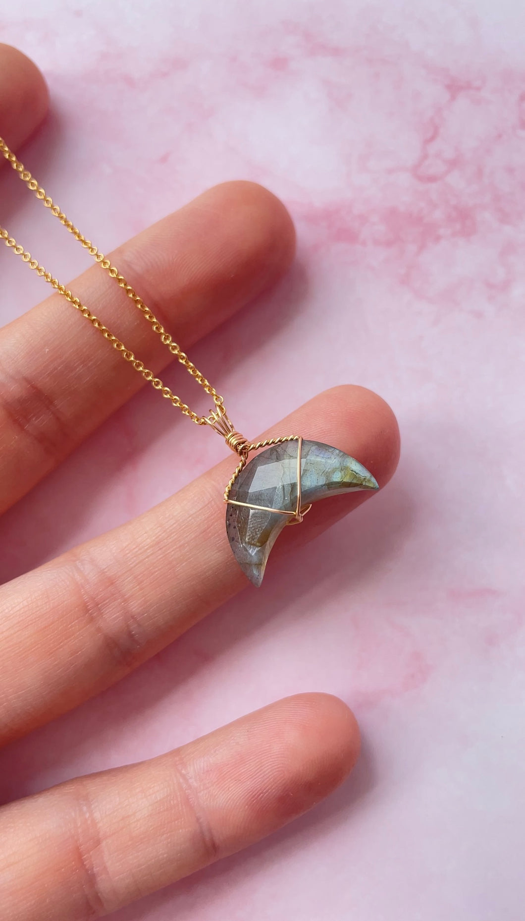 Labradorite Mini Moon (Gold Filled)