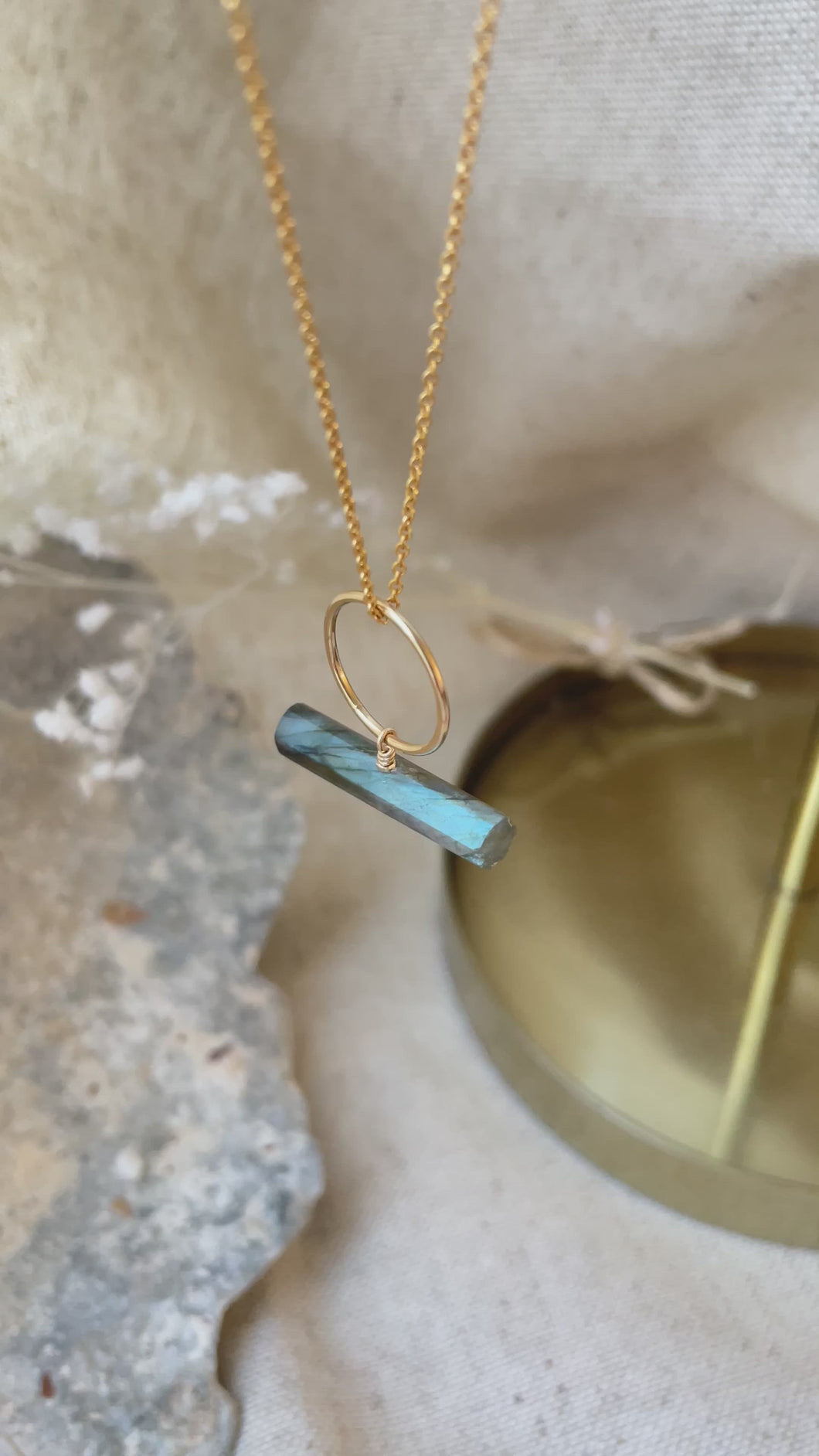 Labradorite T-Bar with Hoop (Gold Filled)