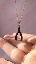 Load image into Gallery viewer, Black Onyx Wishbone (Gold Filled)
