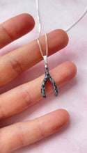 Load image into Gallery viewer, Snowflake Obsidian Wishbone (Sterling Silver)
