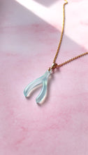 Load image into Gallery viewer, Peruvian Blue Opal Wishbone (Gold Filled)
