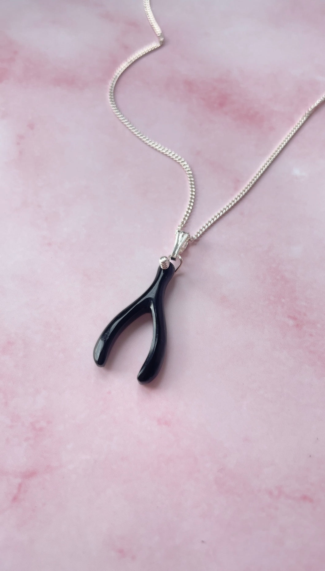 Black Onyx Wishbone (Sterling Silver)