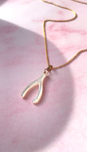 Load image into Gallery viewer, Mother of Pearl Wishbone (Gold Filled)
