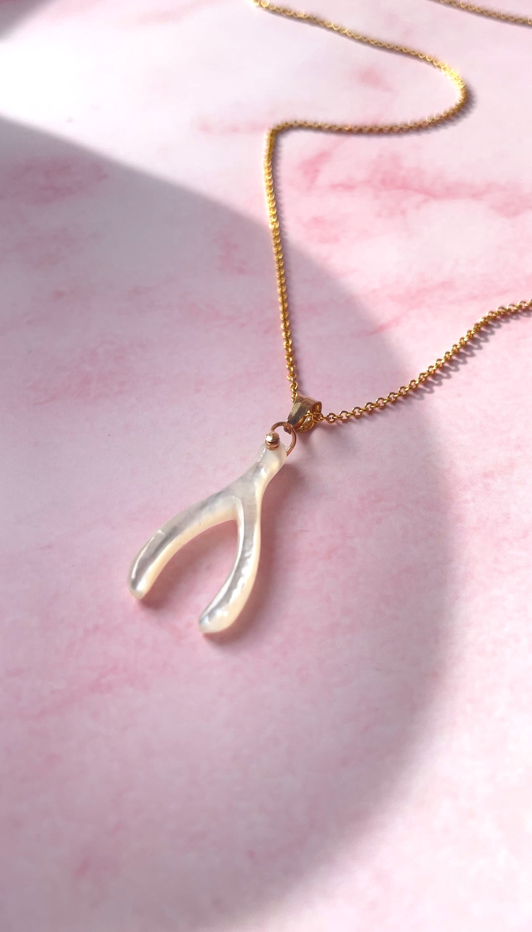 Mother of Pearl Wishbone (Gold Filled)